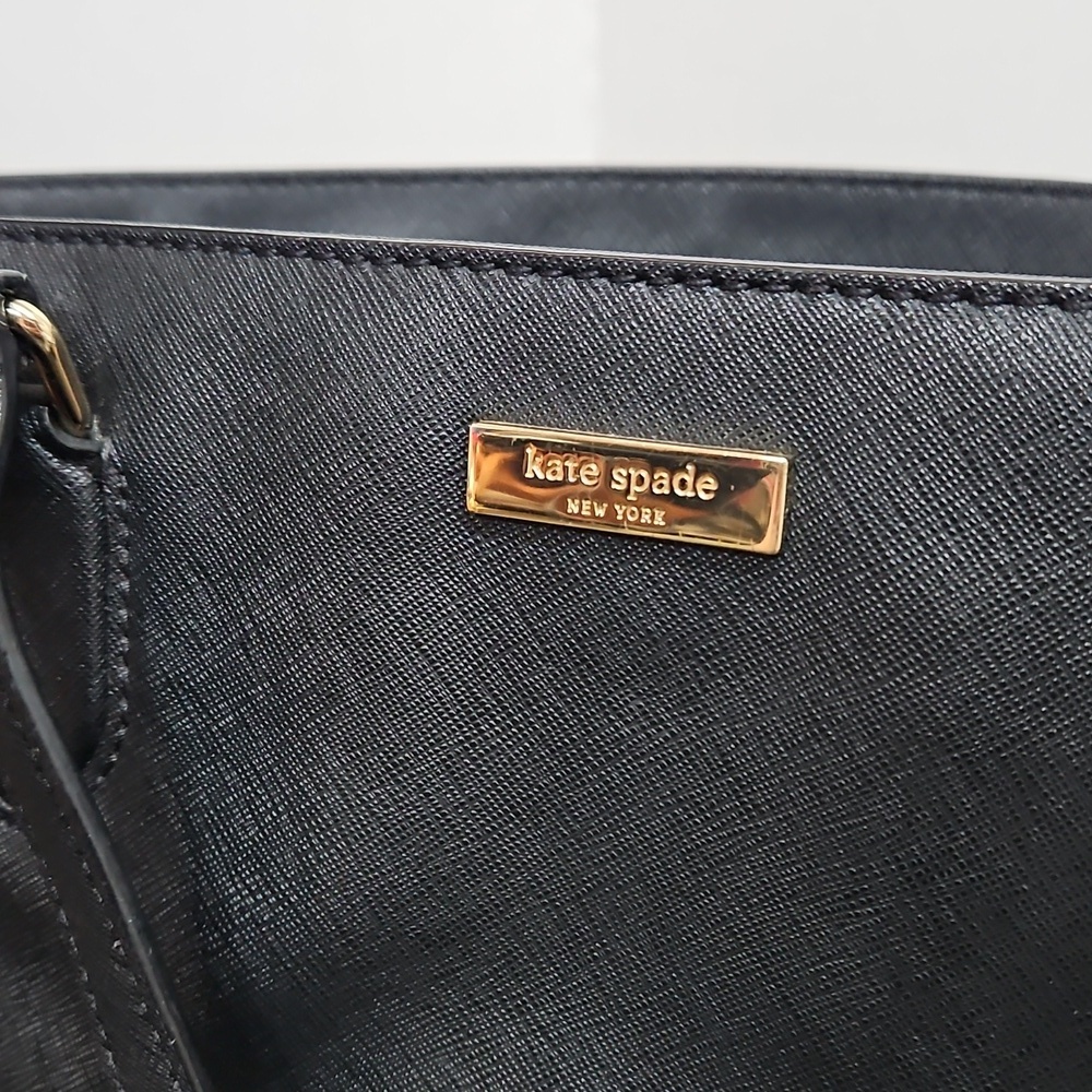 Kate Spade New York Large Laurel Bag Tote Black Pebbled Leather - Picture 7 of 9